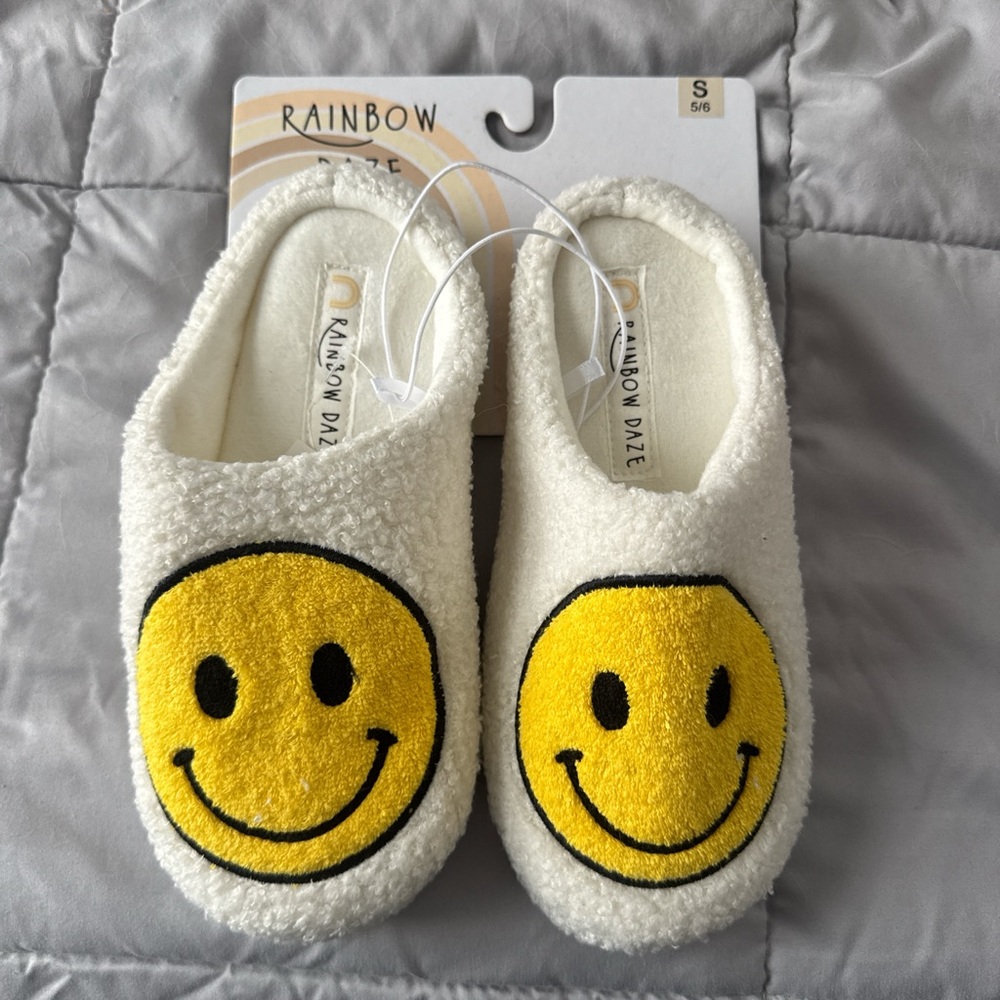 Rainbow Club White and Yellow Cozy Slippers
